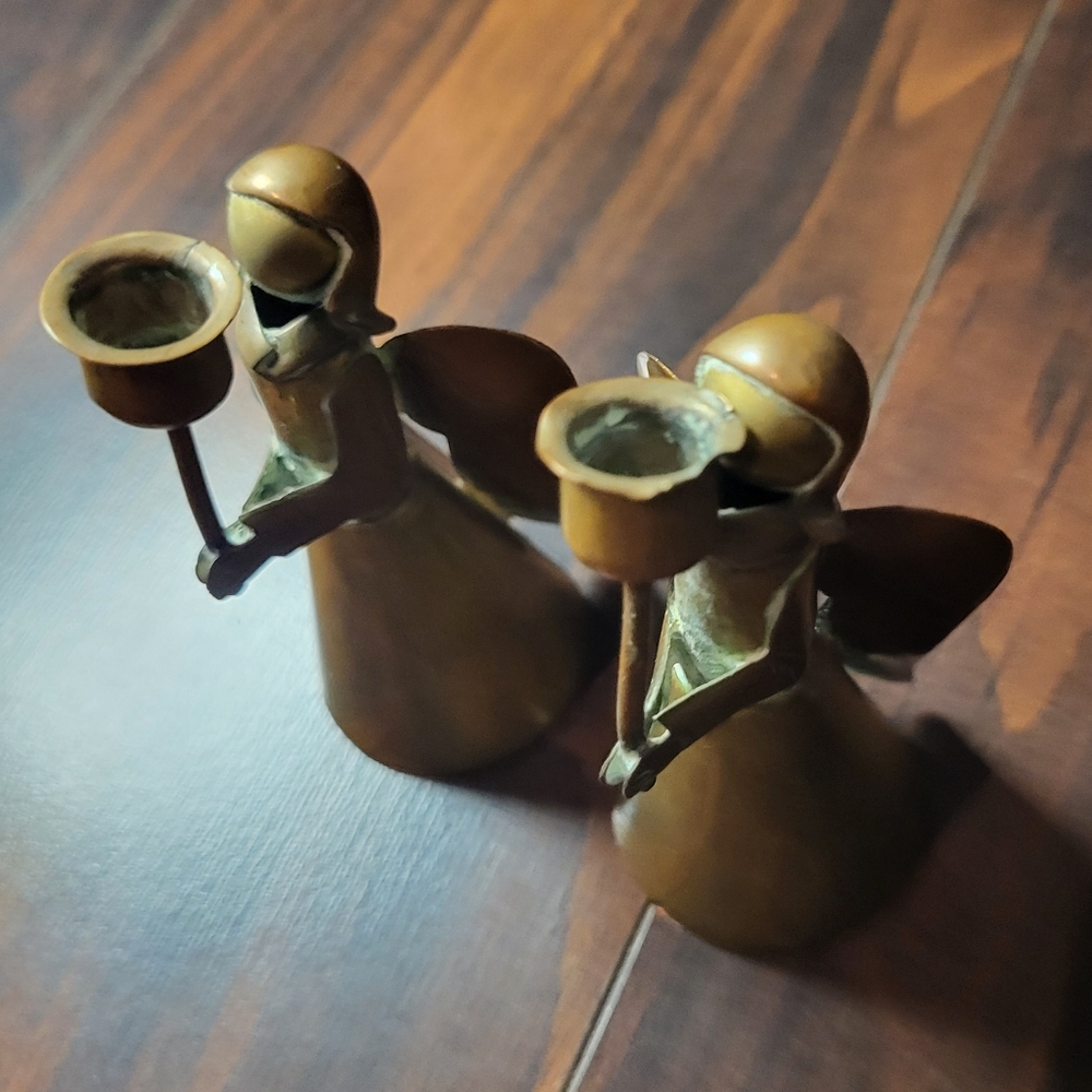Vintage brass Angel Candle Holders